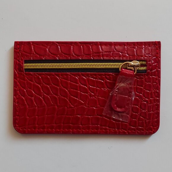 Crocodile (faux) Card Case - Burgundy - Picture 3 of 6